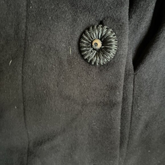 Vintage Michel Goma Coat Paris Black 50s Wool Button Down Coat Heavy‎ Lined - Picture 6 of 13